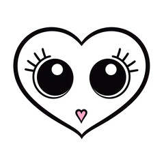 Fototapeta premium A heart with cute eyes and eyelashes