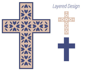 Cross with floral ornament, Christian religion, Layered Easter design