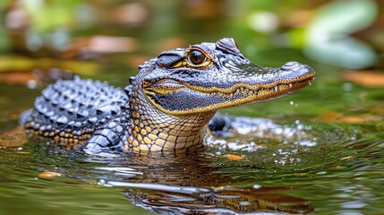 Fototapeta premium Juvenile alligator in swamp