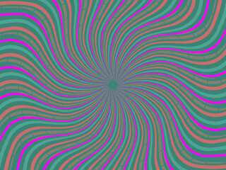 Vintage retro banner background. Colorful grunge wave wallpaper. Vector illustration. Rotate party background pattern. Psychedelic groovy background.