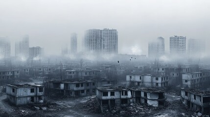 Post-Apocalyptic Cityscape: A Bleak Urban Landscape