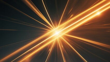 Futuristic Golden Light Rays &ndash; Glowing Streaks and Laser Beams Background
