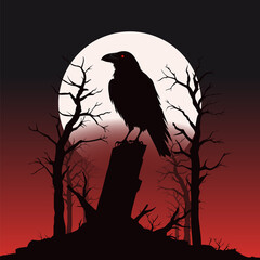 Eerie and chilling scary scene vector featuring dark shadows, haunted elements, and a mysterious atmosphere—perfect for horror-themed designs and spooky projects.