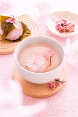 桜茶　桜湯　桜の塩漬け　春の飲み物