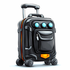 Naklejka premium futuristic smart suitcase with built in charging ports and sleek design, featuring multiple compartments and smooth wheels for easy travel
