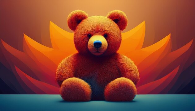 Abstract design featuring a teddy bear silhouette made from various soft textures. Cozy artistic composition with plush materials, gentle patterns and a warm playful feeling.