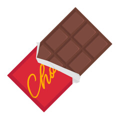 Vector chocolate bar in flat style isolated on white background
