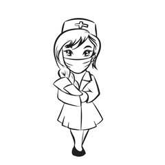 Female kids doctor in vector art professional doctor nurse outline art