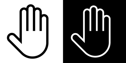 Hand icon set, hand vector sign, palm, stop hand concept