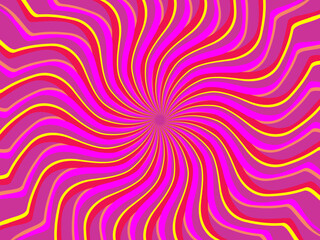 Vintage retro banner background. Colorful grunge wave wallpaper. Vector illustration. Rotate party background pattern. Psychedelic groovy background.