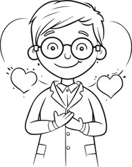 cute lovely boy wear a apron in vector art