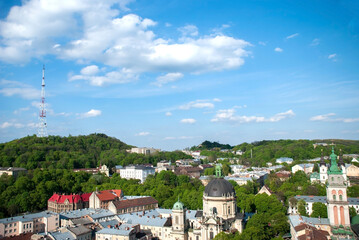 Lviv sunny day view of the city. Lviv Ukrainian city