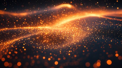 Abstract swirling golden particles. Background energy. Stock photo