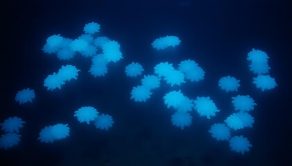 Fluorescent jellyfish swarm in the deep sea