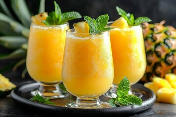 Fototapeta premium A perfect blend of chilled pineapple juice and sparkling wine.