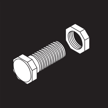 nut bolt in vector art hardware tools design nut illustration outline