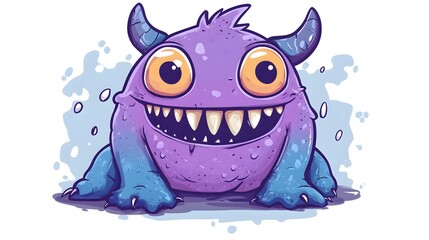 Fototapeta premium Colorful Cute Monster Doodle Vector Illustration Design for Creative Projects