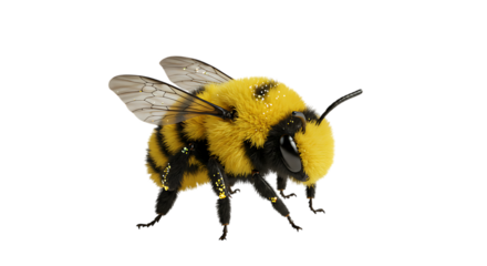Fuzzy Bumblebee on Transparent Background 3D Render Illustration