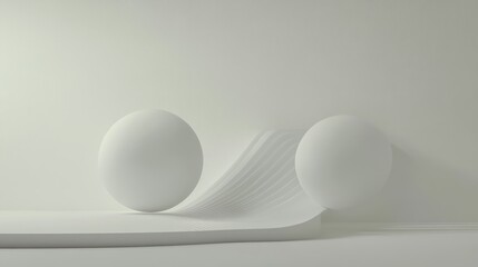 Abstract eggs on minimalist pedestal, studio scene, product display