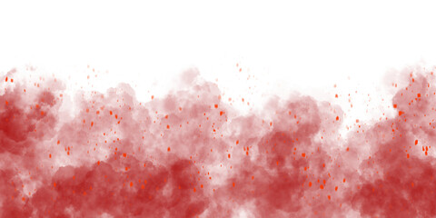 Fire particles embers sparks and smoke on transparent background