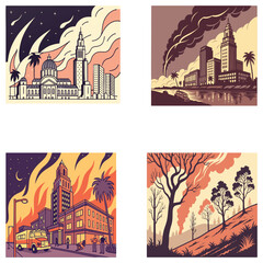 Los Angel fire bundle art and illustrator eps