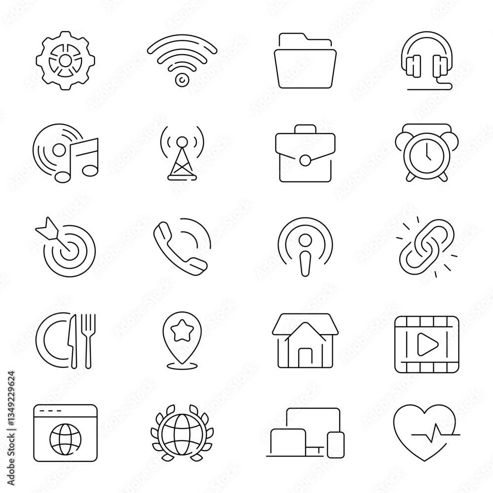 Poster interface ux/ui line icons. ui and ux vector icon collection. thin line icons. editable stroke