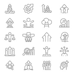 Career development. Career vector icons. Finance, work strategy, business, office, career related icons.