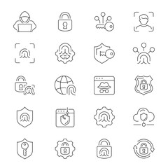 Cyber security vector icons. Cyber security icon set. Protection, technology, data protection, secure, security, antivirus, privacy, hacker, cyber security related icons