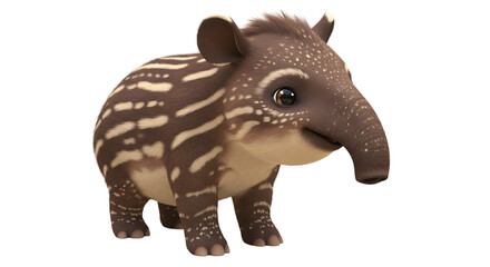 Obraz premium Cute Baby Tapir 3D Cartoon Character Isolated on Black