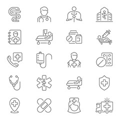 Hospital Medical Vector Outline Icon Set