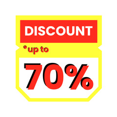 Discount offer tag badge. Sale promotion label with 70 percentage sign.