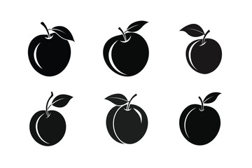 Peach – Prunus persica silhouette vector illustration