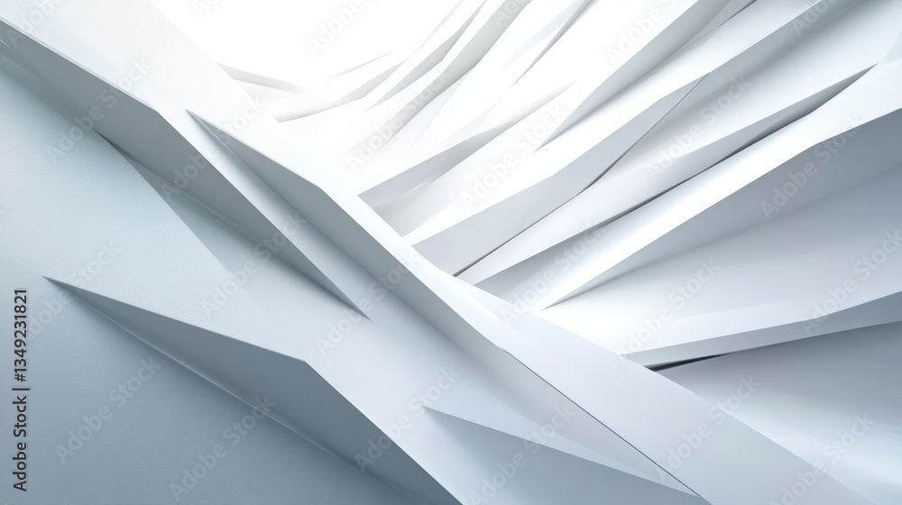 Poster Abstract white architectural design with sharp angles and dynamic lines creating a modern, futuristic feel.