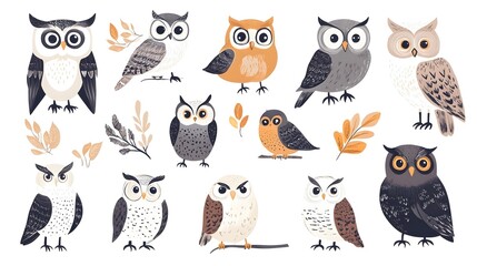 Hand Drawn Owls: A Collection of Wild Forest Birds Illustrations for Creative Projects