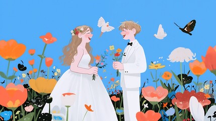 A Beautiful Spring Wedding in a Colorful Flower Garden