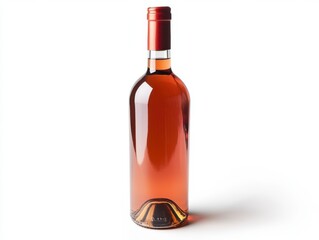 Rose Wine Bottle on White Background
