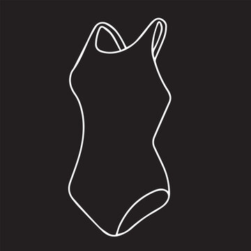 black and white vector illustration of a female swimwear swimsuit outline design