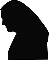a woman with head scarf, head silhouette vector