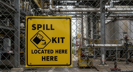 Observing a Spill Kit Location Signage in Industrial Area Setting