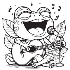 Funny magician frog singin song in vector art