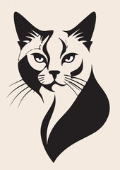 Cat vector art illustration Black White Vector art
