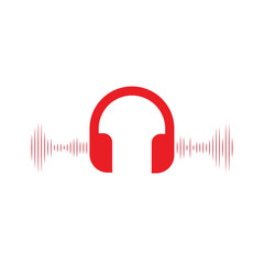 music wave with headphones
