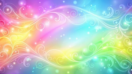 Pastel Rainbow Gradient Background with Glowing Swirls, neon colors