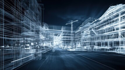 Architectural design of a city under construction