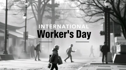 Labor Day Crowd in Abstract Monochrome Illustration