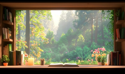 Cozy Cabin Interior with Books and Candles for Spring Detox Vibes