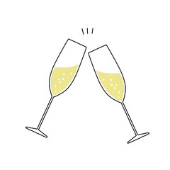 シャンパンで乾杯しているイラスト © 千穂 二ノ丸