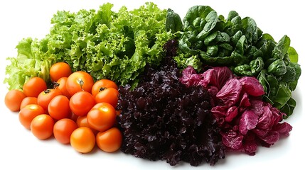 Crisp red cabbage, fresh lettuce, and tomatoes beautifully arranged picture