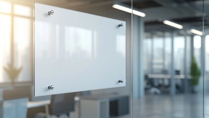 Fototapeta premium Modern Office Glass Panel Displays Information Clearly and Concisely in a Sleek Design.