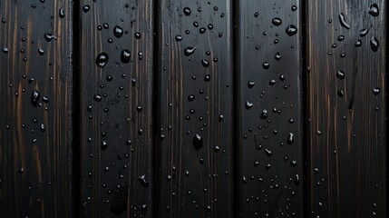 Obraz premium Dark wood planks with water droplets.